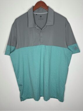 Adidas Golf Polo Shirt XL Gray Aqua Performance Stretch